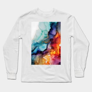 Flame and Frost - Abstract Alcohol Ink Art Long Sleeve T-Shirt